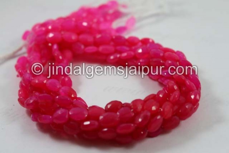 Raspberry Chalcedony Faceted Oval Shape Beads